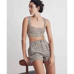 Madewell Size 6 Gingham Seersucker Sweetheart Bralette Multi Plaid Color